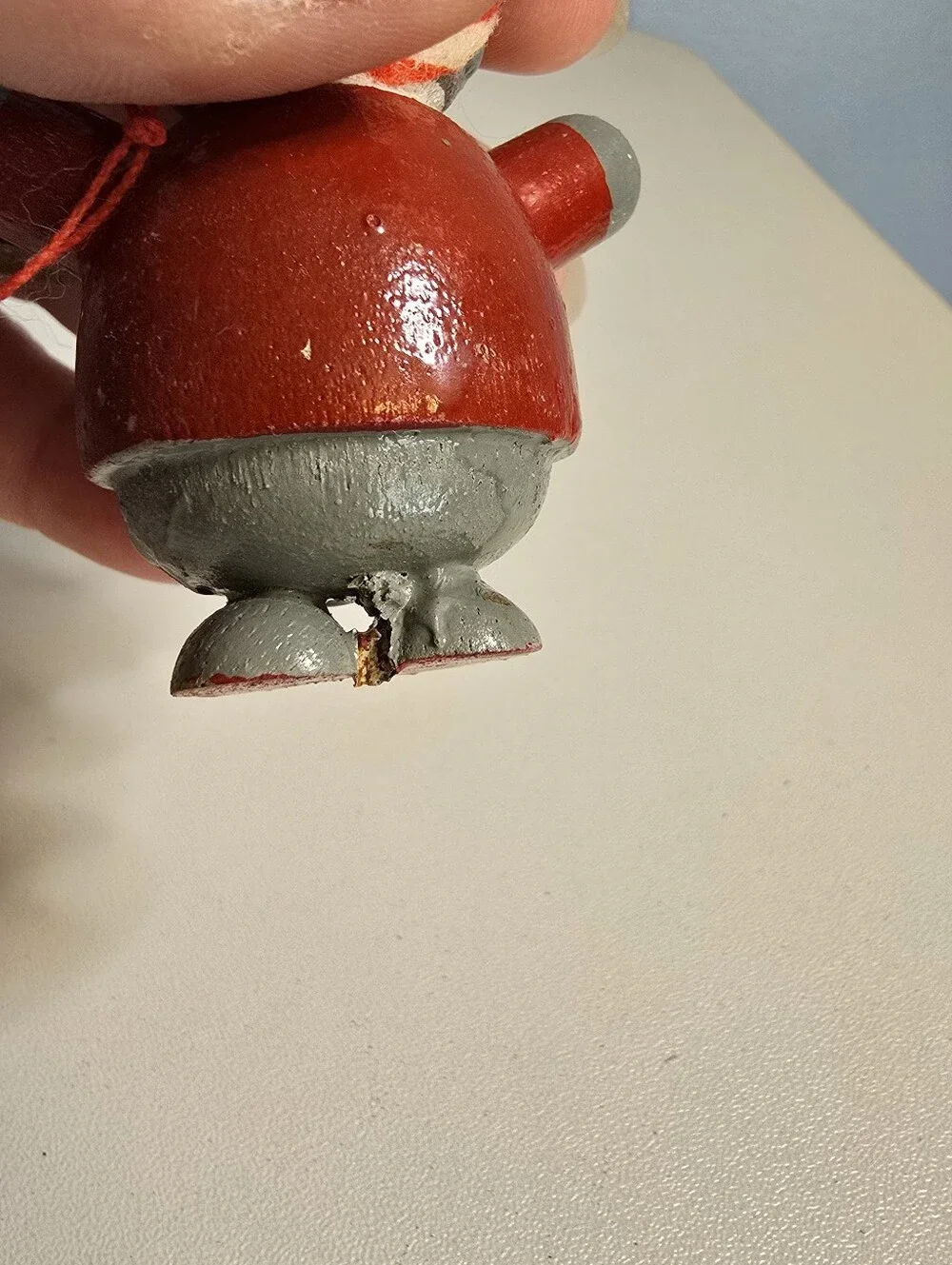 Vintage Gray Mouse in Pj's with Candle Wooden Christmas Ornament READ